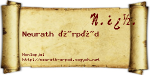 Neurath Árpád névjegykártya